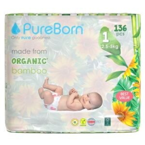 PureBorn Organic Bamboo Size 1(5kg) 136 pcs