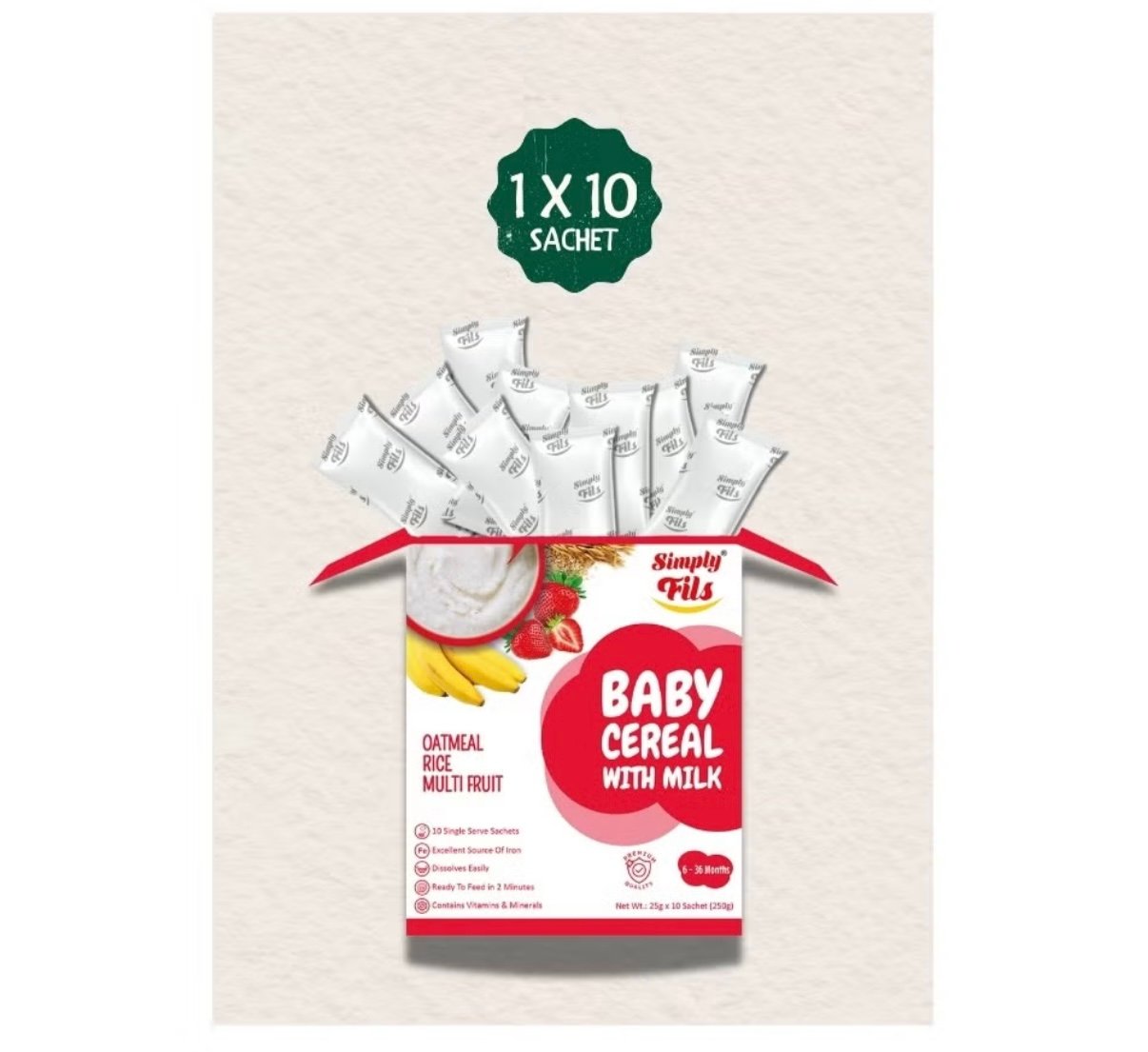 Simply Fils Baby cereals with Milk Oatmeal Rice Multifruit (250g) - Image 3
