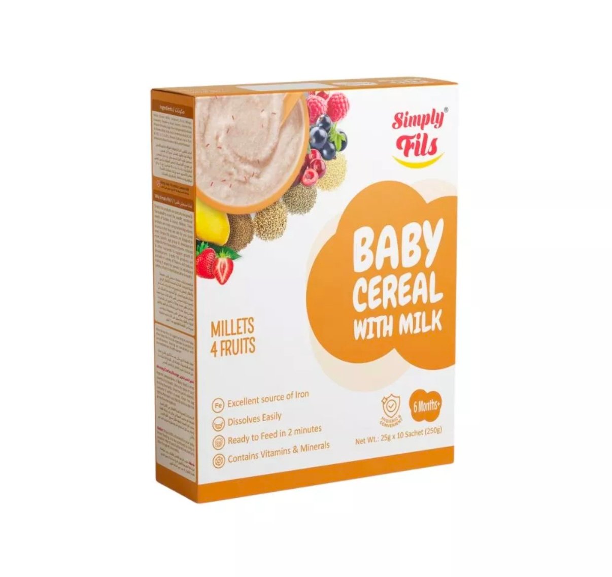 Simply Fils Baby cereals with Milk Millets & 4 Fruits (250g)