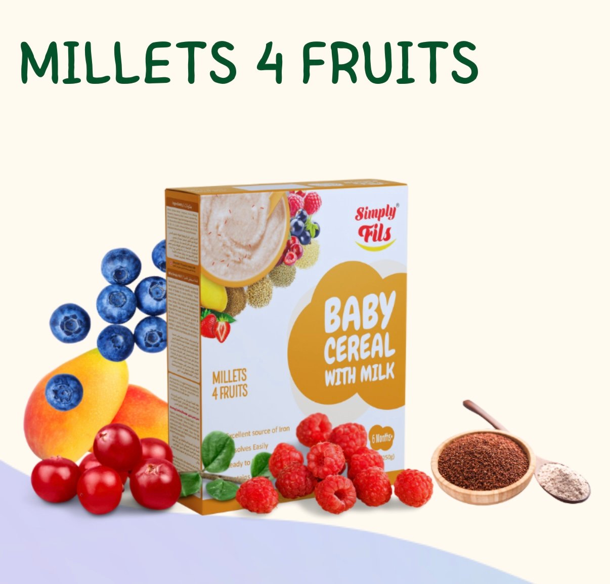 Simply Fils Baby cereals with Milk Millets & 4 Fruits (250g) - Image 2
